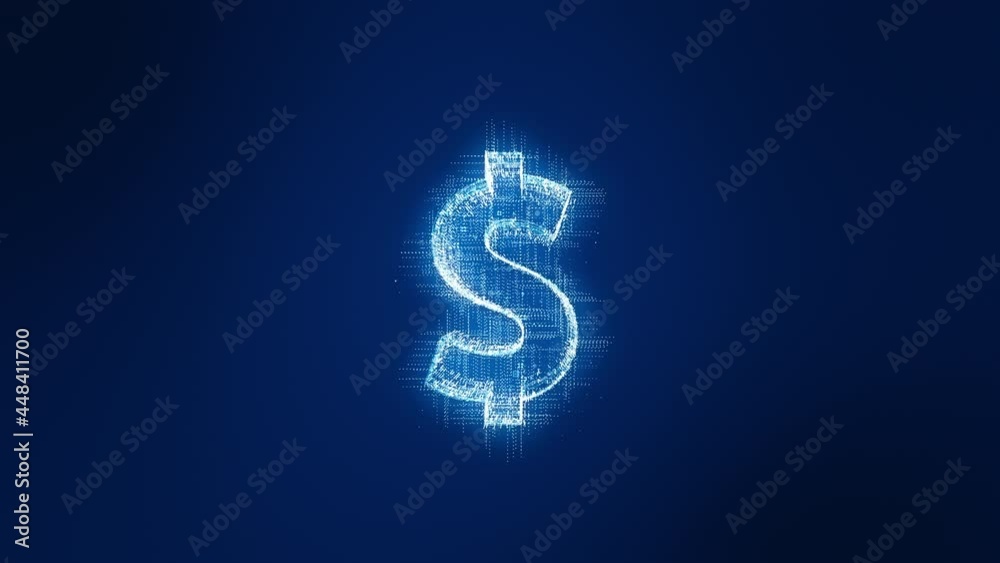 Motion graphic of Blue digital money logo with futuristic technology circle rotation and levitation icon on abstract background Motion graphic of Blue digital money logo with futuristic technology circle rotation and levitation icon on abstract background