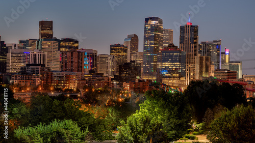 Intimate view of Denver   s skyline at night