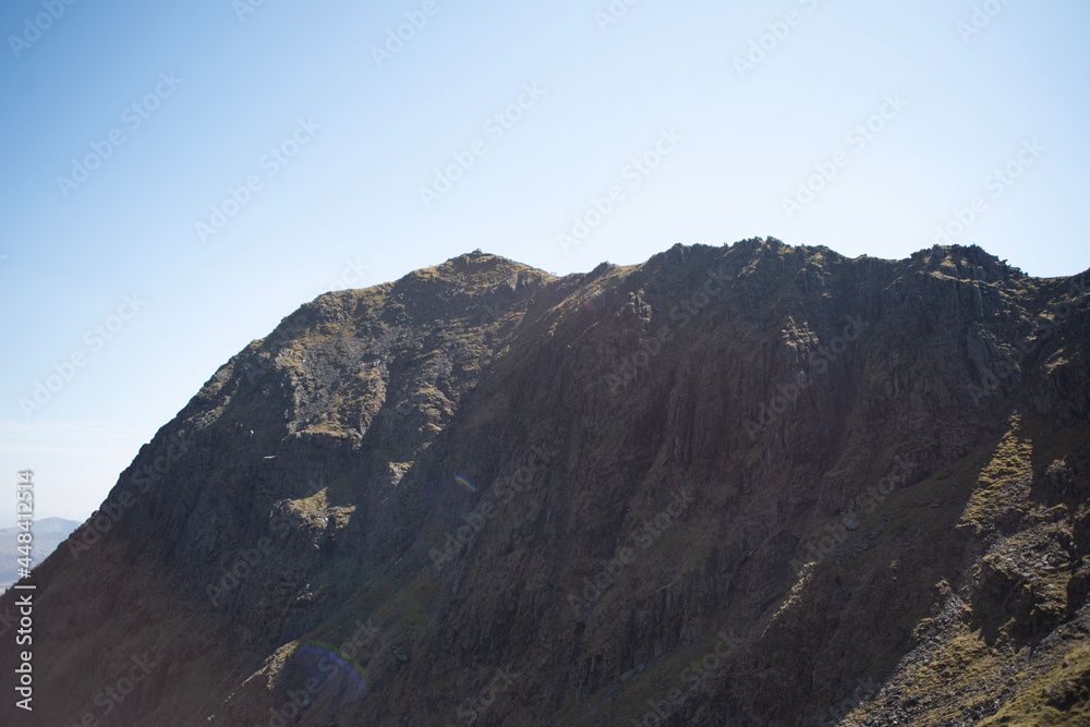 View of Mount Snowdon Peak (on left) and the spanning mountain range