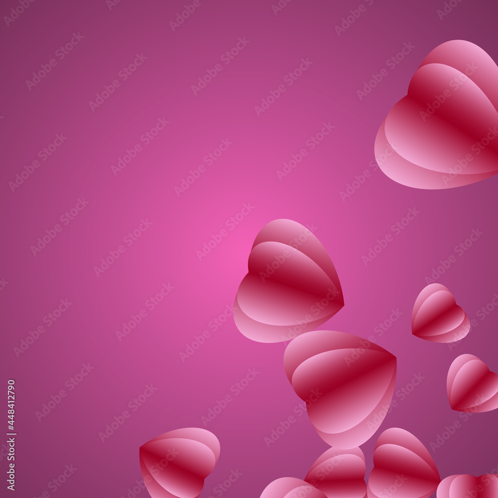Several red paper hearts floating on a pink background. Several red paper hearts floating on a pink background.