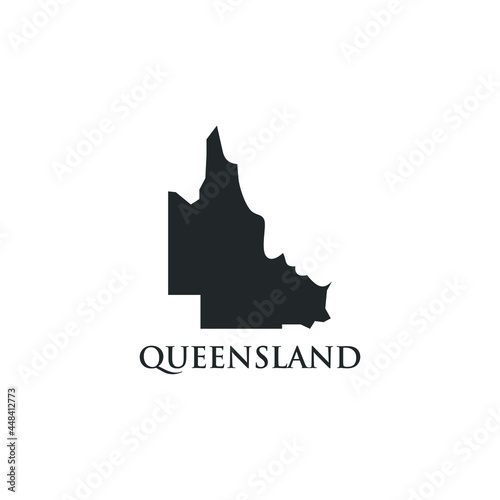 Queensland Map and Crown Symbol. Australia Territory and Queen Icon. vector logo illustration. photo
