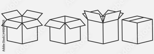 Set of Box line icons. Package, delivery boxes, cargo box. Vector illustration.