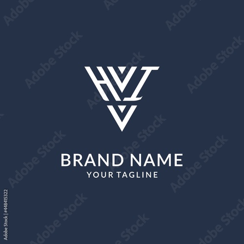HI triangle monogram logo design ideas, creative initial letter logo with triangular shape logo