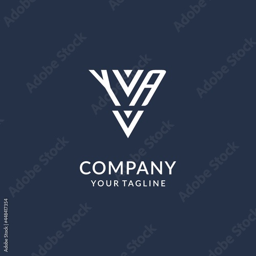 YA triangle monogram logo design ideas, creative initial letter logo with triangular shape logo