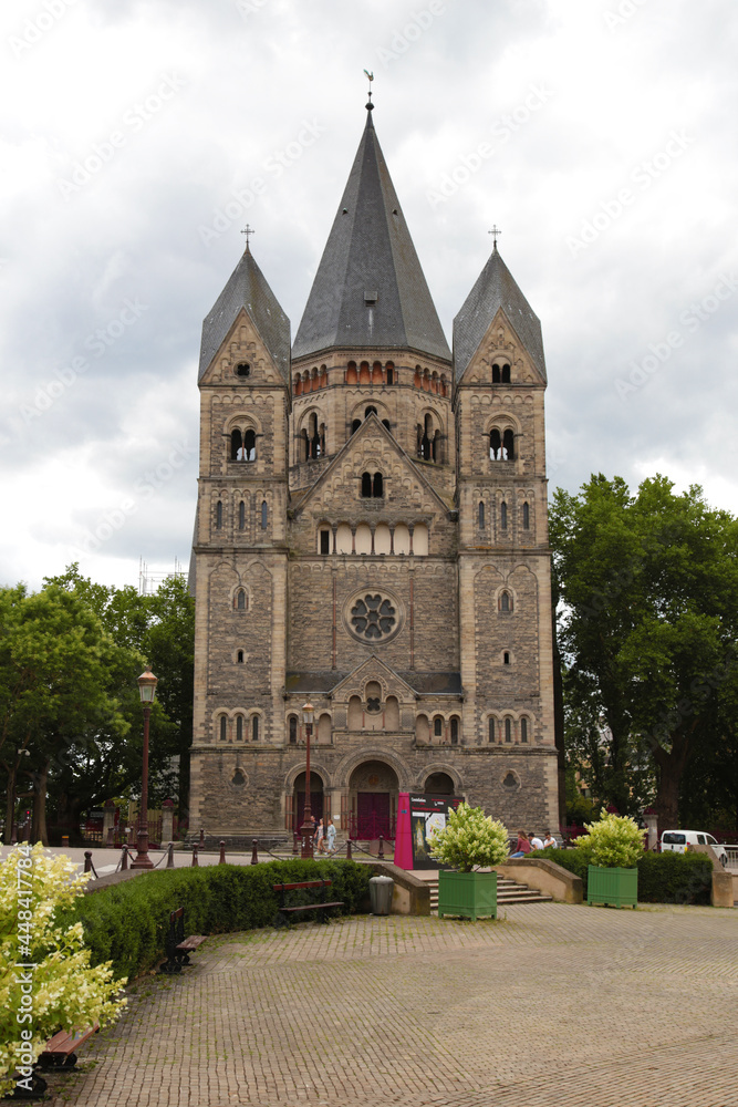 Metz, France. Protestant church Temple Neuf de Metz in neo-Romanesque style