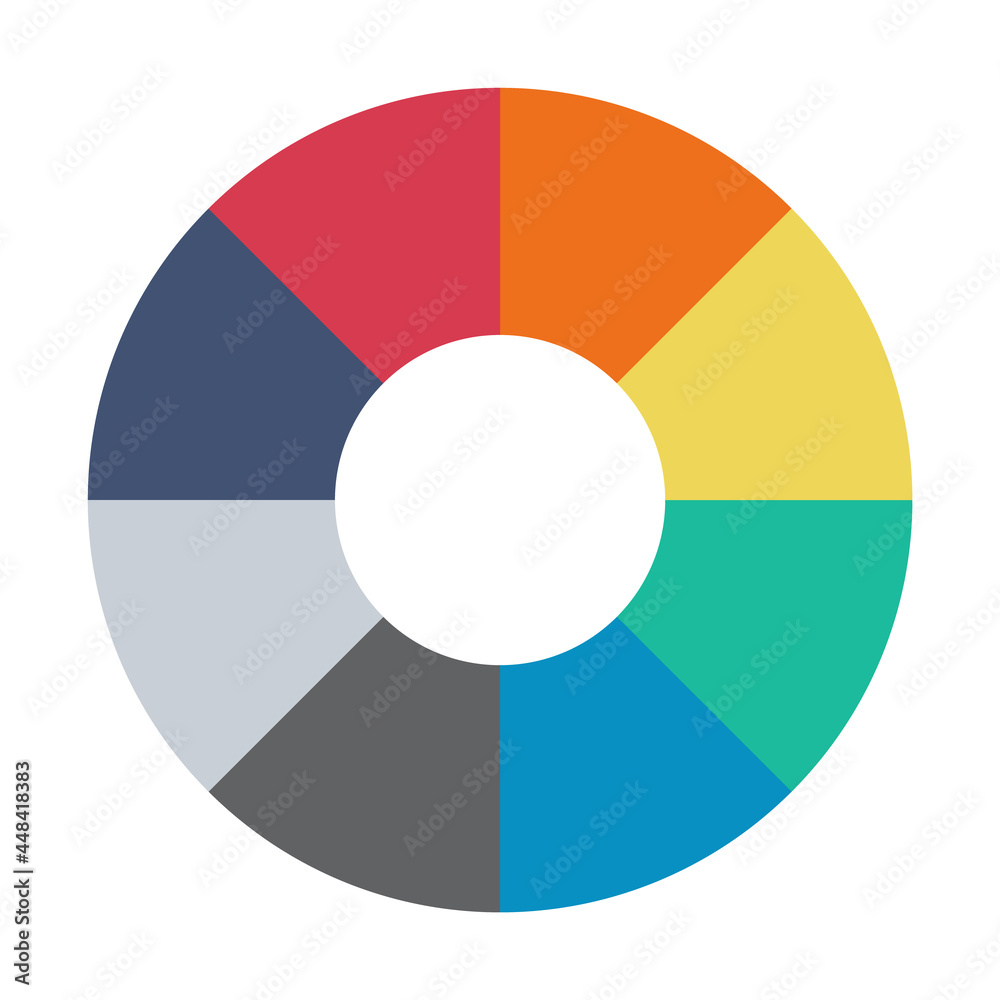 Infographic pie chart. Cycle presentation diagram 8 section. Vector isolated on white background Infographic pie chart. Cycle presentation diagram 8 section. Vector isolated on white background