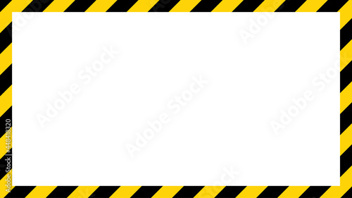 Black and yellow diagonal line striped. Blank vector illustration warning background. Hazard caution sign tape. Space for text