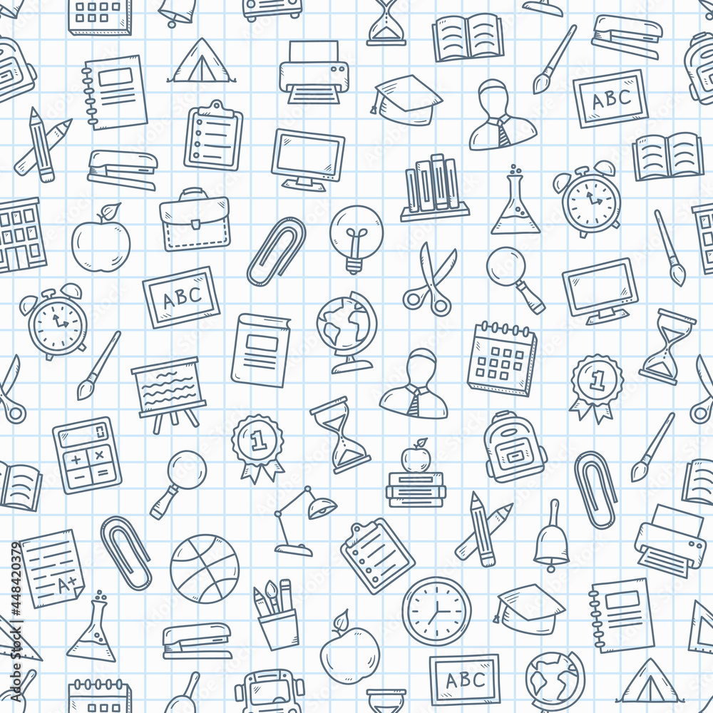 Seamless Pattern with School Icons Seamless Pattern with School Icons