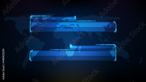 abstract futuristic background of blue technology sci fi frame, hud ui topic, lower third button bar