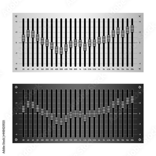 24 band audio equalizer isolated on white background, vector illustration