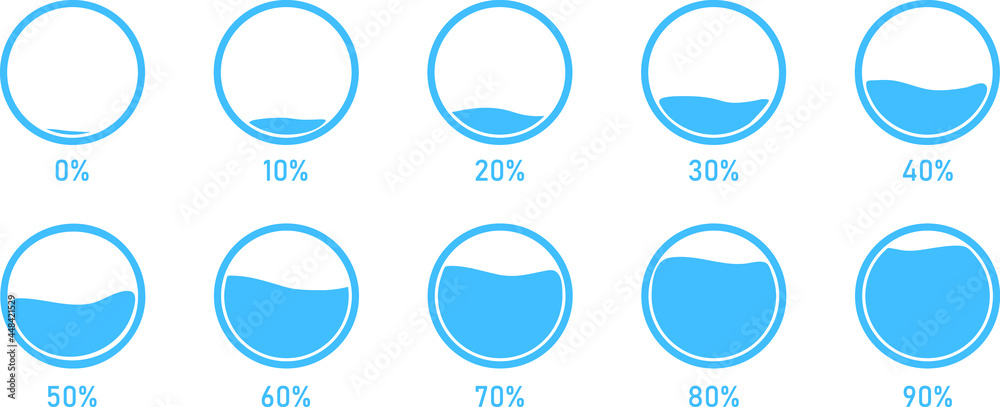 Vecteur Stock Blue Gradient Chart Bars Template. 10% to 100% number ...
