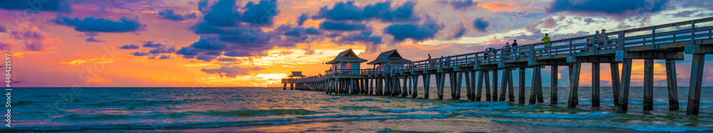 Panoramic old Naples Pier, Florida, United States of America, Stock Foto