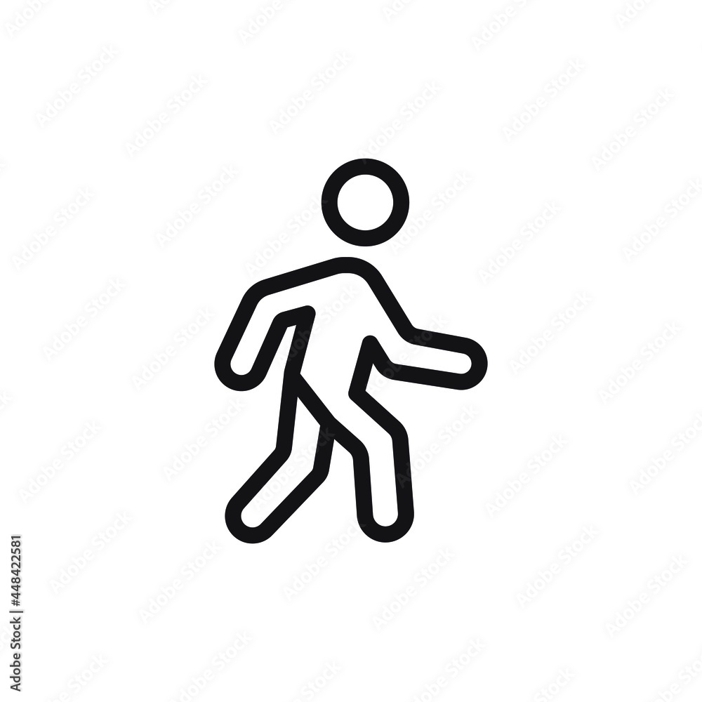 Person walking, pedestrian thin line, outline icon on a white background. Travel related icon. EPS Vector Person walking, pedestrian thin line, outline icon on a white background. Travel related icon. EPS Vector