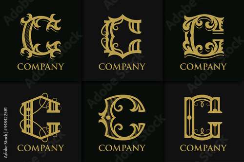 Set monogram letter B vintage collection Premium Vector
