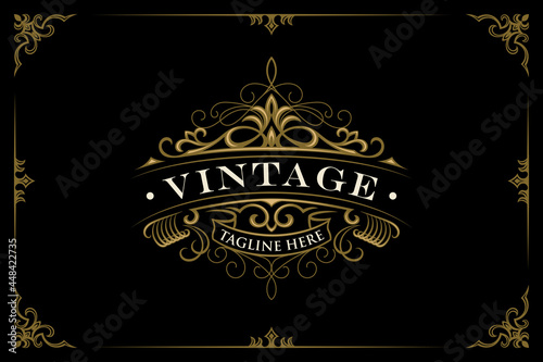 Vintage logo elegant frame border ornament