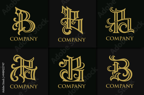 Set monogram letter B vintage collection Premium Vector