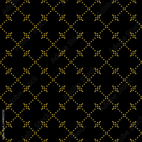 Abstract yellow dots pattern on black background, Abstract vector wallpaper, Seamless pattern background.