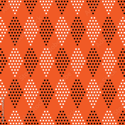 Square shape is arranged a rhombus on orange background, Abstract square dot seamless patterns, Seamless pattern background.