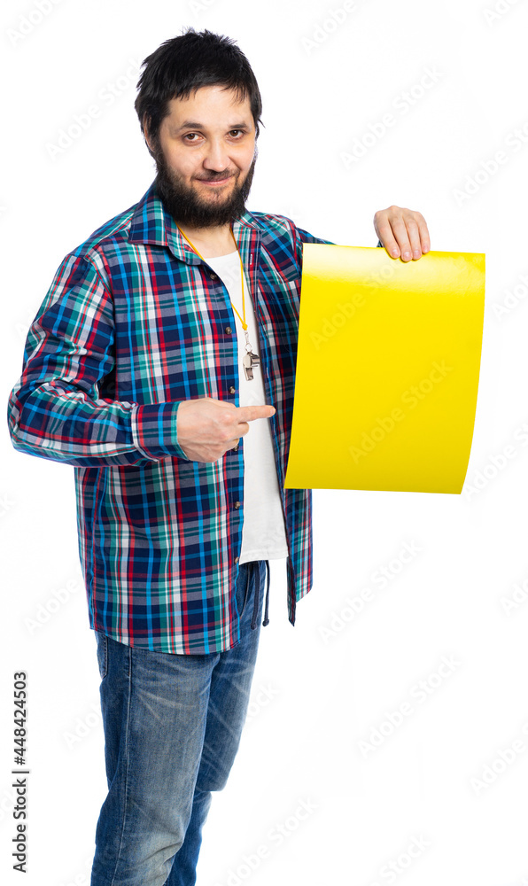 the fan presents himself as a judge at a sports game. football referee with red card, ball and whistle. place for inscription the fan presents himself as a judge at a sports game. football referee with red card, ball and whistle. place for inscription