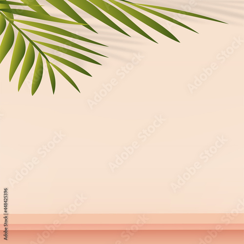 Abstract background with cream color geometric 3d podiums. Vector illustration.