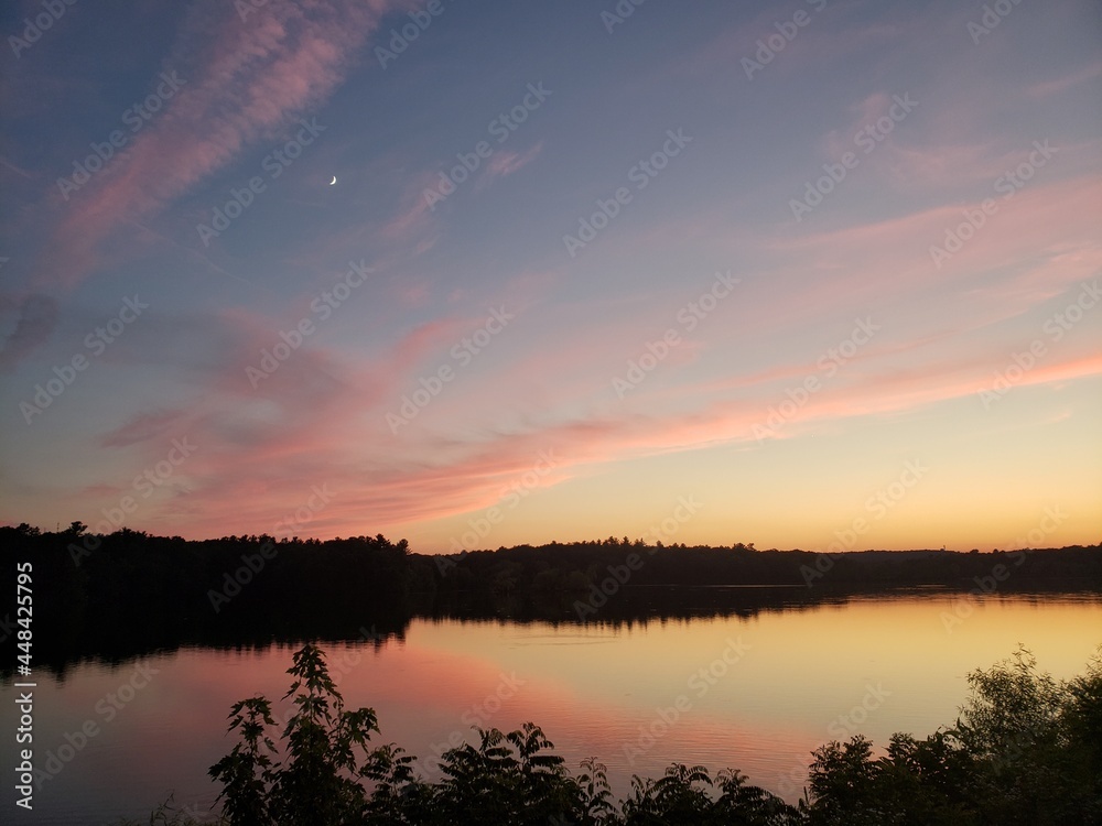 moon at sunset