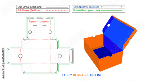 Cardboard shoe boxes, kraft paper shoes box, foldable type shoe natural kraft box dieline and 3D vector illustration