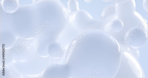 White liquid bubbles in brightly lit environment