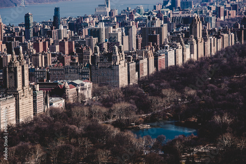 Panoramic elevated view of Central Park, and Upper West Side in Fall. Manhattan, New York City, USA photo