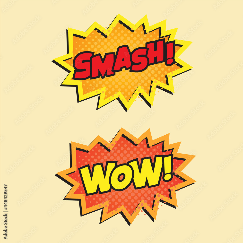 Set of two cartoon comic text ballon. Halftone pop art style Set of two cartoon comic text ballon. Halftone pop art style