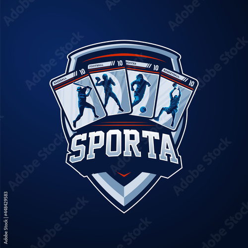Four Sport Cards Logo Badge Gaming Style