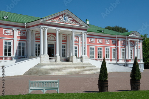 Moscow, Russia - June 17, 2021: Count Sheremetev's Palace in the Kuskovo estate
