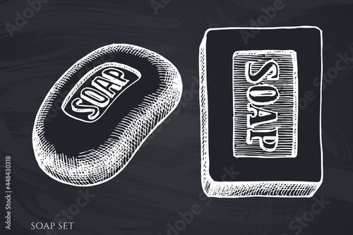 Vector set of hand drawn chalk soap