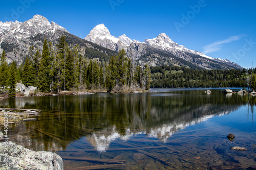 Reflection of the Grand Tetons in Taggart Lake, Jackson Hole, Wyoming © mtatman