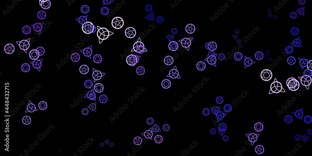 Dark Purple vector backdrop with mystery symbols.
