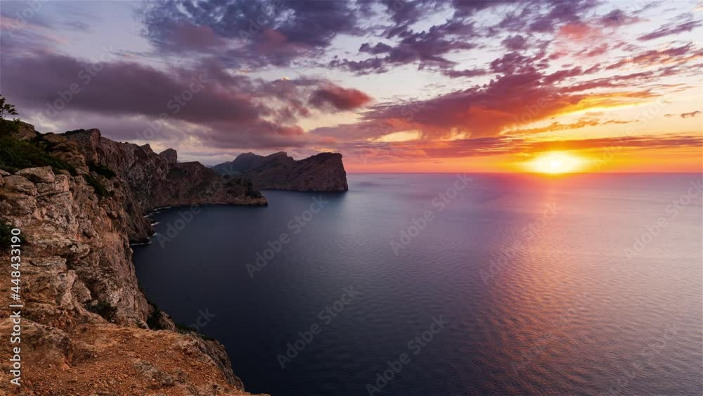 Formentor, Spain, Timelapse - The shore of Formentor at Sunset