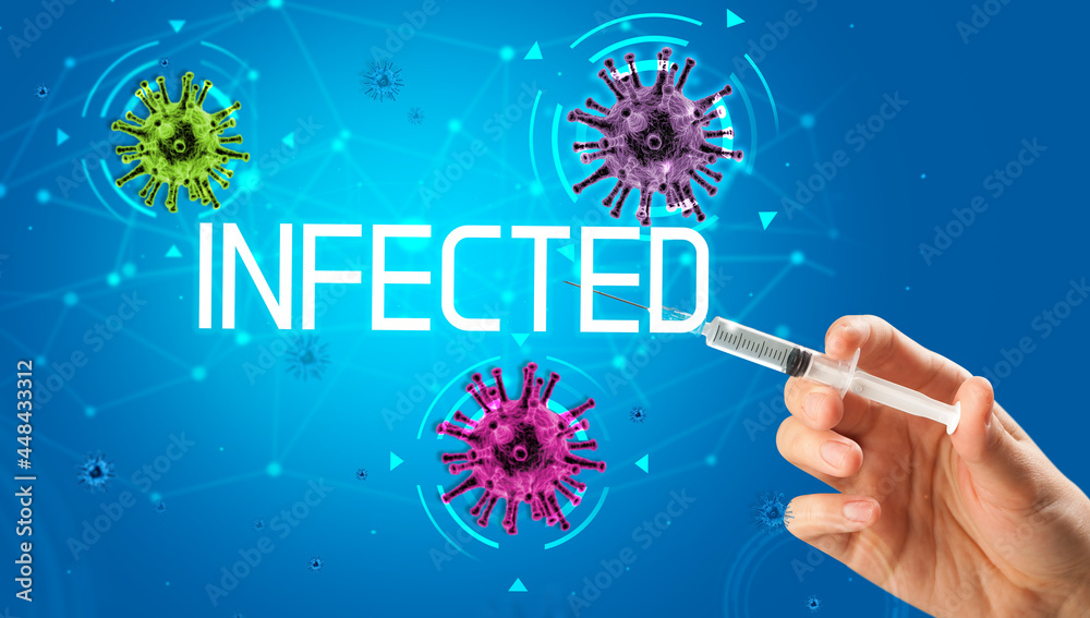 Syringe, medical injection in hand, coronavirus vaccine concept Syringe, medical injection in hand, coronavirus vaccine concept
