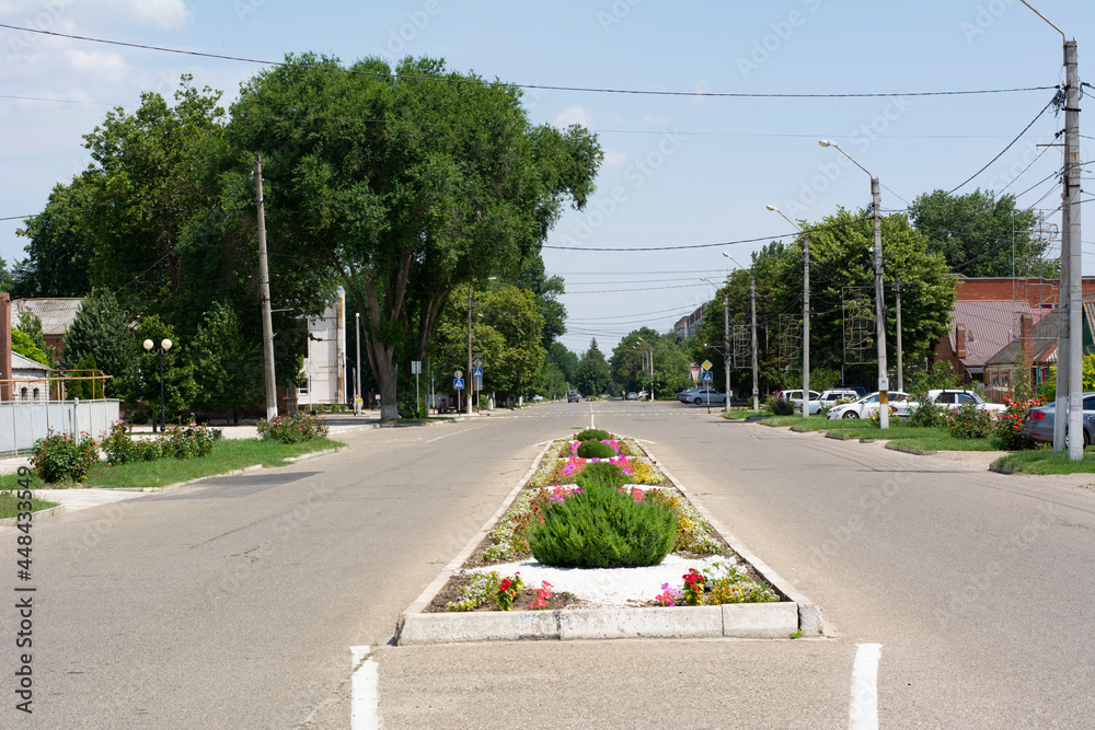 custom made wallpaper toronto digitalThe central street of the city of Primorsko-Akhtarsk in the Krasnodar Territory in the Kuban in Russia on a summer day.