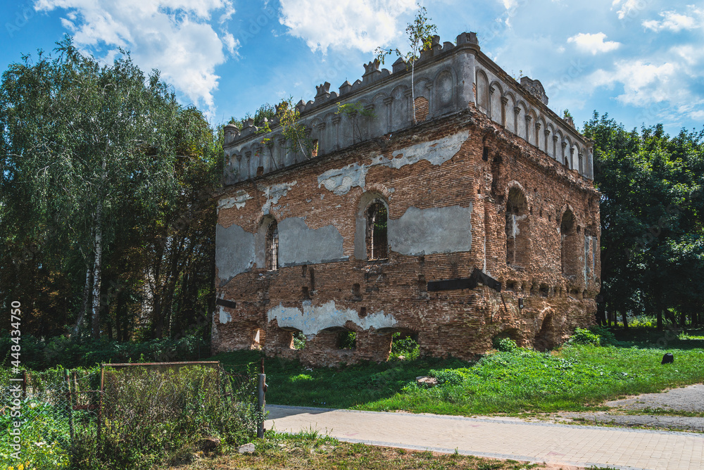 Sokal, Ukraine - july, 2021: the ruins of Great Synagogue in Sokal.
