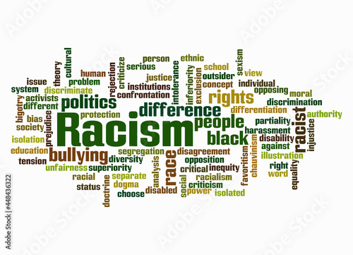 Word Cloud with RACISM concept, isolated on a white background
 photo