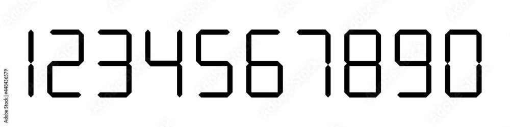 Black numbers for electronic clock and time template. Set for digital calculator and numeric vector timer. Black numbers for electronic clock and time template. Set for digital calculator and numeric vector timer.