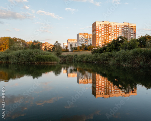 Springtime view of the residential district of Drujba in Sofia, Bulgaria