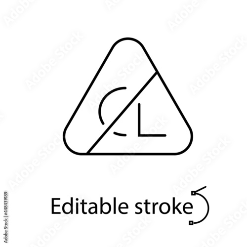 Stop chlorine bleaching material label outline icon. Fabric feature