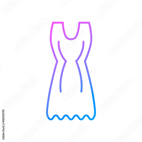 Homemade dress outline icon. Comfortable homewear. Woman domestic nightshirt. Purple gradient symbol