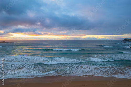 Fototapeta Naklejka Na Ścianę i Meble -  South Coast Sunrise Seascape and light high cloud