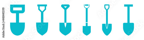shovel, a set of shovels for cleaning and work, icons of shovel and bayonet shovels