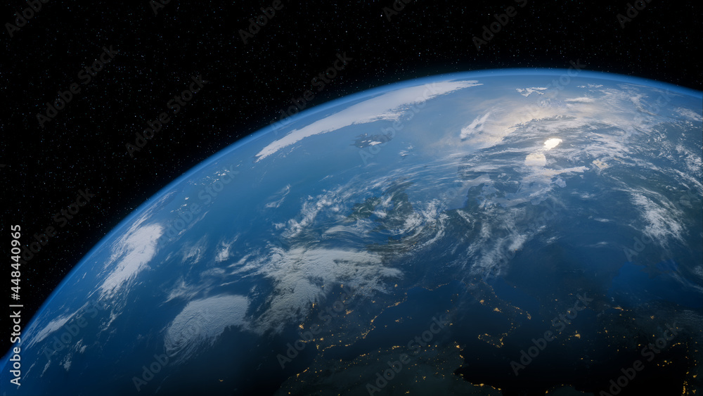 Earth in Space. Photorealistic 3D Render of the Planet, with views of UK and Europe. Climate Concept. Earth in Space. Photorealistic 3D Render of the Planet, with views of UK and Europe. Climate Concept.