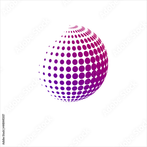 Three-dimensional abstract planet, dots, representing the global, international meaning.