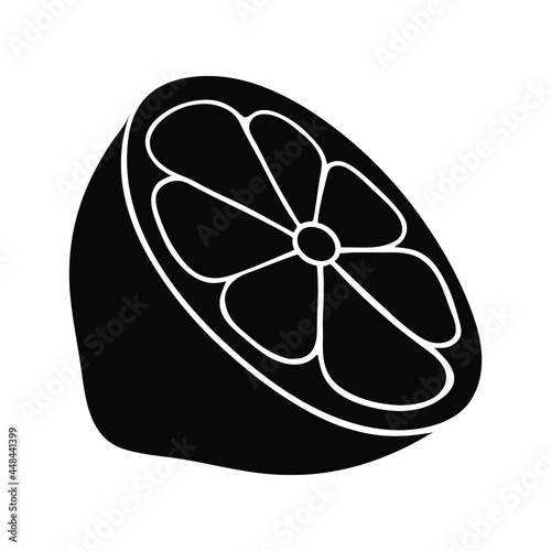 Citrus fruit half silhouette simple icon design. Vector illustration isolated on white.