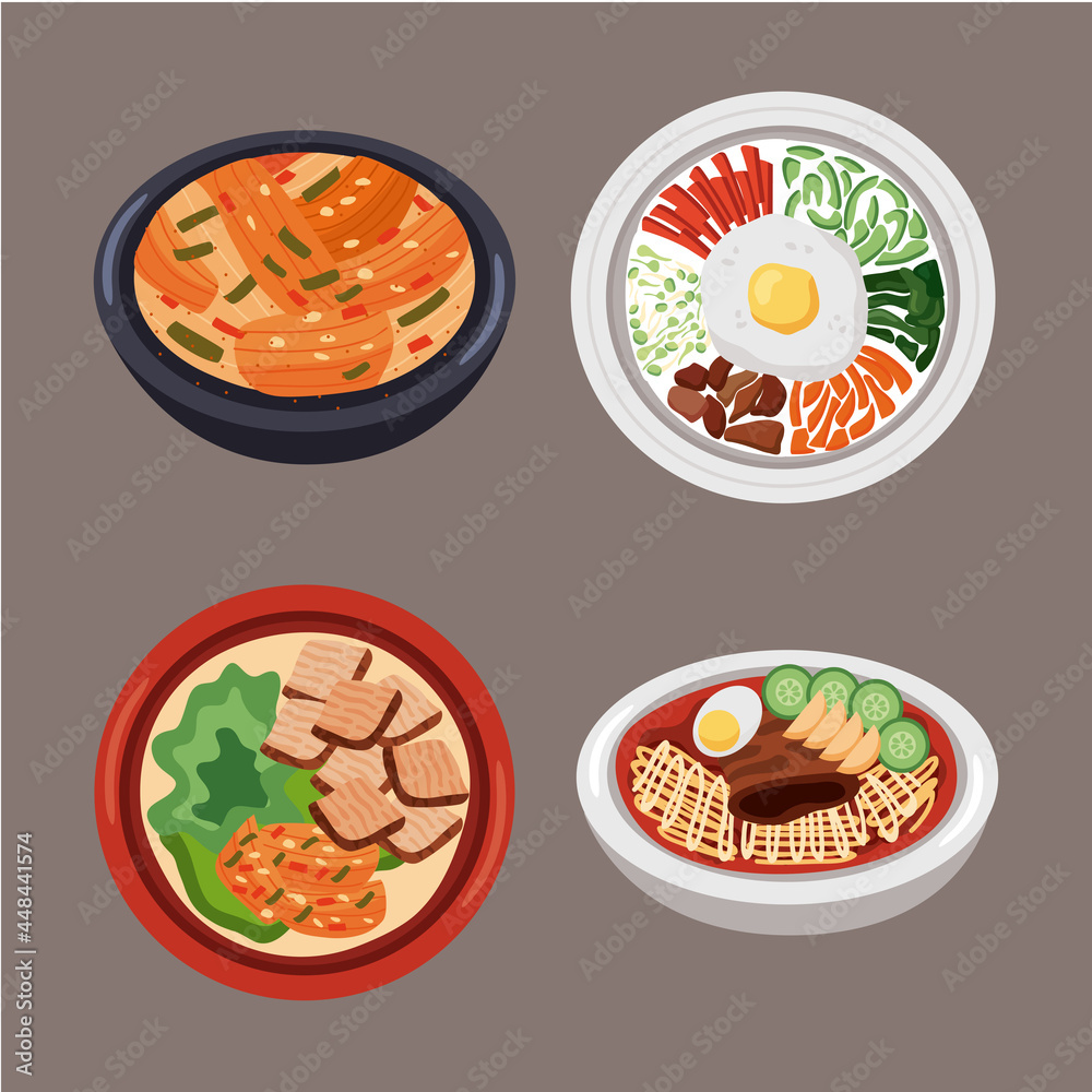 four korean food icons