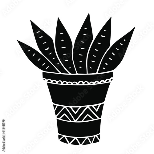 Home succulent pot icon, black silhouette. Vector illustration isolated on a white background.